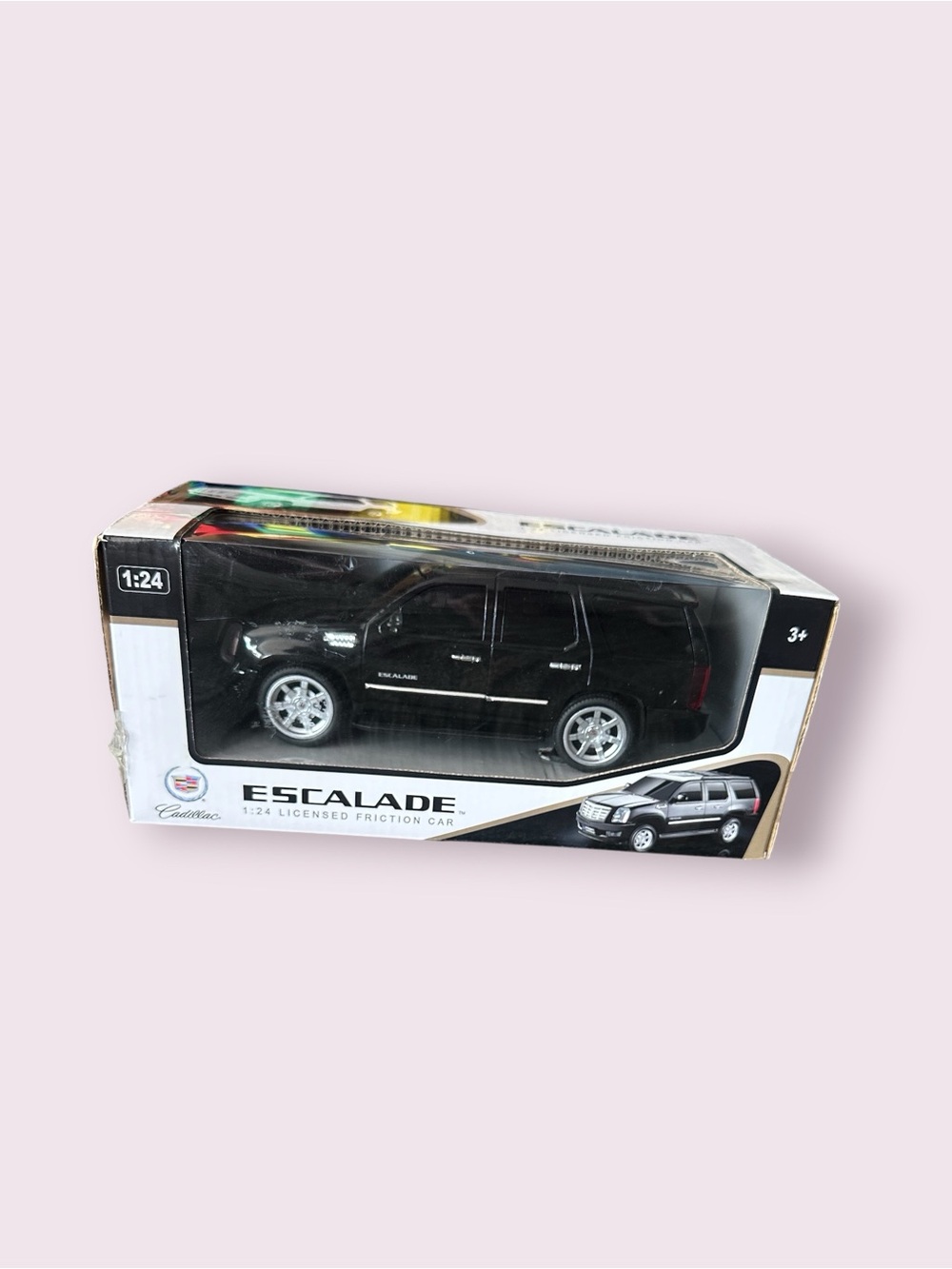 Black GM Cadillac Escalade 1:24 Black Die-Cast Licensed Friction Toy Car